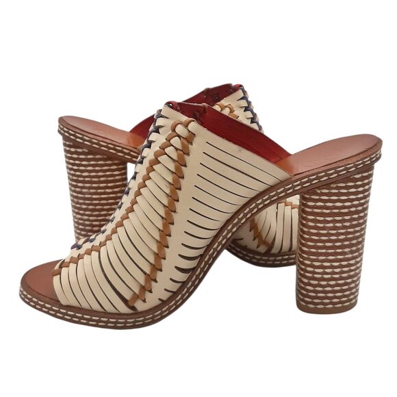 Tory Burch Pecha Woven Leather Mules in Dulce De Leche SZ 8 - Picture 7 of 13